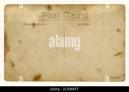 Reverse of early 1900's grungy postcard, circa 1912, UK Stock Photo