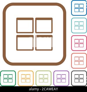 Admin dashboard panels simple icons in color rounded square frames on white background Stock Vector