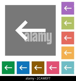 Keyboard backspace flat icons on simple color square backgrounds Stock Vector