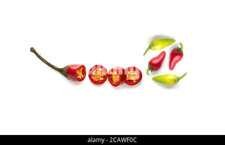 Different colors chilli peppers isolated on white background Stock ...