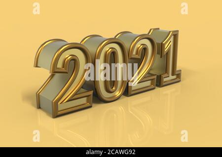 Happy New Year 2021 - 3D Illustration Stock Photo