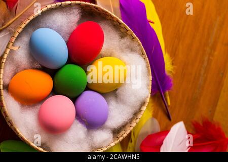 Multi colored painted eater eggs Stock Photo