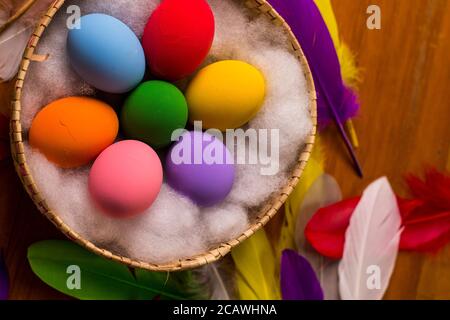 Multi colored painted eater eggs Stock Photo