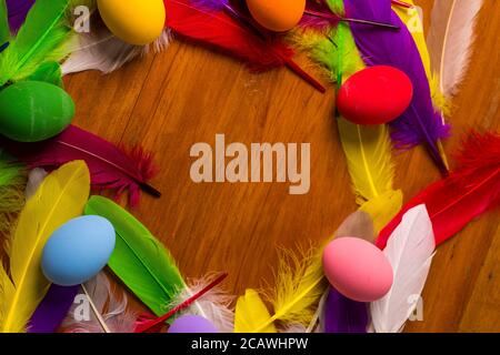 Multi colored painted eater eggs Stock Photo