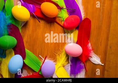 Multi colored painted eater eggs Stock Photo