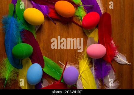Multi colored painted eater eggs Stock Photo