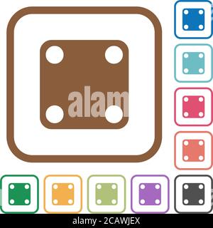Domino four simple icons in color rounded square frames on white background Stock Vector