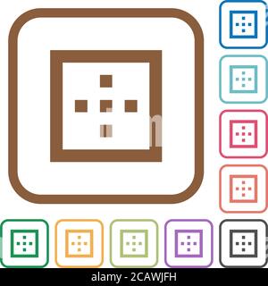 Outer borders simple icons in color rounded square frames on white background Stock Vector
