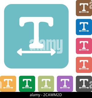 Adjust font width white flat icons on color rounded square backgrounds Stock Vector