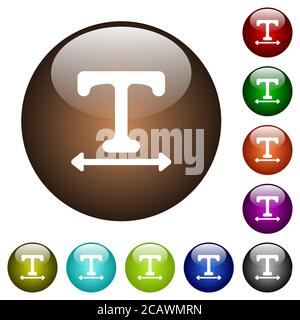 Adjust font width white icons on round color glass buttons Stock Vector