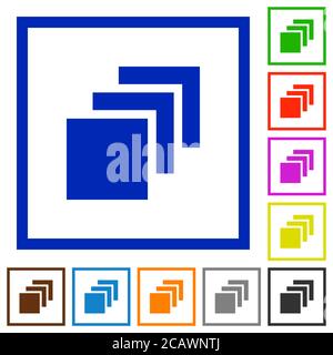 Multiple canvases flat color icons in square frames on white background Stock Vector