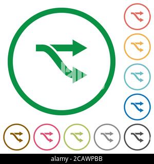 Fork flat color icons in round outlines on white background Stock Vector