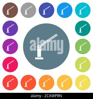 Opened barrier flat white icons on round color backgrounds. 17 background color variations are included. Stock Vector