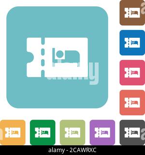 Accommodation discount coupon white flat icons on color rounded square backgrounds Stock Vector