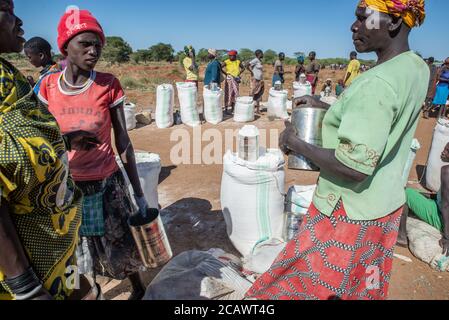 Grains on sale in a Rural market in Moroto District, Uganda Stock Photo