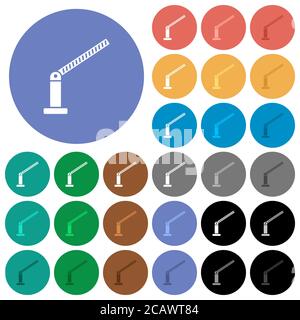 Opened barrier multi colored flat icons on round backgrounds. Included white, light and dark icon variations for hover and active status effects, and Stock Vector