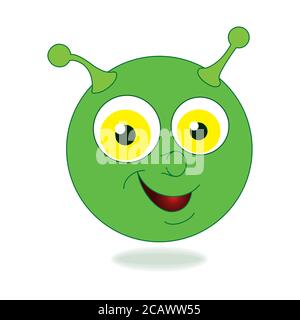 Cute alien, head funny character flat illustration. Alien face icons. Stock Vector