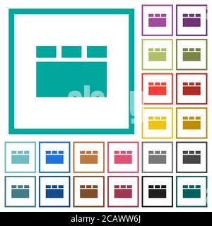 Horizontal tabbed layout flat white icons in square backgrounds. 6 ...