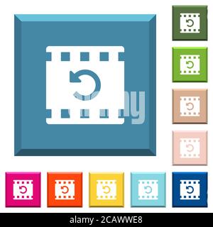 Undo movie changes white icons on edged square buttons in various trendy colors Stock Vector