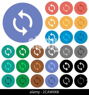 Loop multi colored flat icons on round backgrounds. Included white, light and dark icon variations for hover and active status effects, and bonus shad Stock Vector