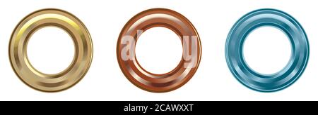 Metal eyelets and grommets circle square oval Vector Image