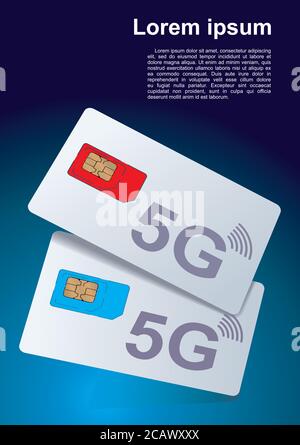 Technologies 5G, SIM card for mobile cellular communication. Symbol for web and mobile, Mobile and wireless communication technologies. Stock Vector