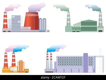 urban landscape, factories, plant, company, business, pipe, smoke, workshop, ecology, environment Stock Vector