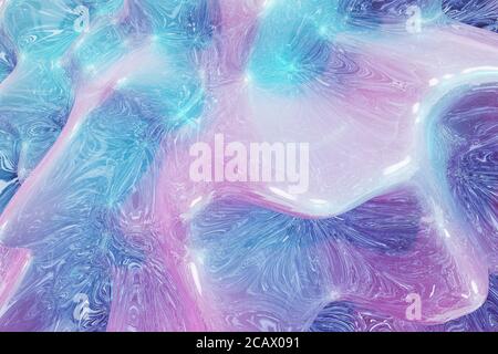 3D illustration of abstract blue and pink paint texture on canvas, background. High quality 3d illustration Stock Photo