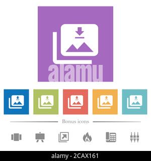 Download multiple images flat white icons in square backgrounds. 6 ...