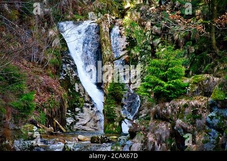 Mountain Landscape Waterfall Castle Ruins The All Saints Waterfalls Stock Photo