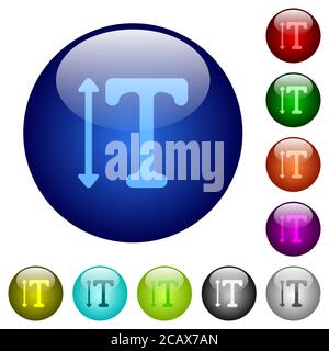 Adjust font height icons on round color glass buttons Stock Vector