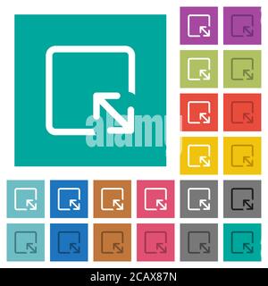 Resize object multi colored flat icons on plain square backgrounds. Included white and darker icon variations for hover or active effects. Stock Vector