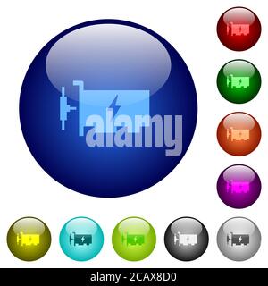 Fast ethernet network controller icons on round color glass buttons Stock Vector
