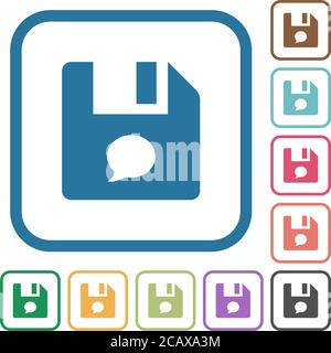 File comment simple icons in color rounded square frames on white background Stock Vector
