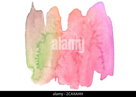 Color gradient watercolor stains in pastel colors with natural stains on a paper basis. Isolated frame for hand-drawn brush design. Abstract unique ba Stock Photo