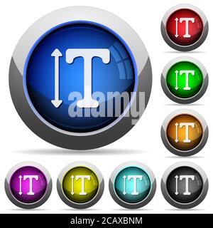 Adjust font height icons in round glossy buttons with steel frames Stock Vector