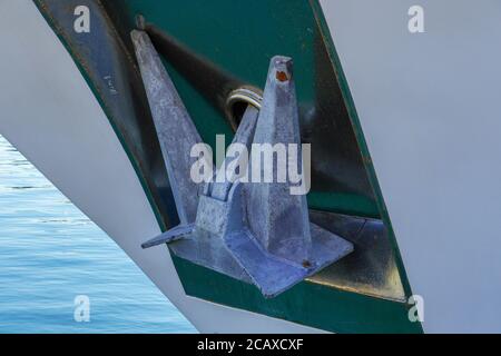 Ship Anchor on the front of the cruiser Stock Photo