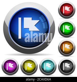 Flag icons in round glossy buttons with steel frames Stock Vector