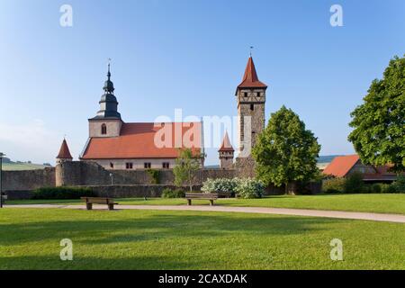 geography / travel, Germany, Bavaria, Ostheim in front of the Rhoen, Kirchenburg Castle in Ostheim in , Additional-Rights-Clearance-Info-Not-Available Stock Photo