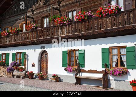 geography / travel, Germany, Bavaria, Garmisch- Partenkirchen, farmhouse, Garmisch-Partenkirchen, Uppe, Additional-Rights-Clearance-Info-Not-Available Stock Photo