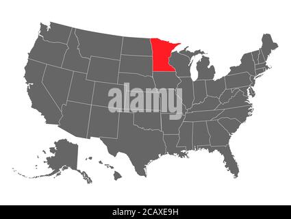 minnesota vector map. High detailed illustration. United state of America country . Stock Vector