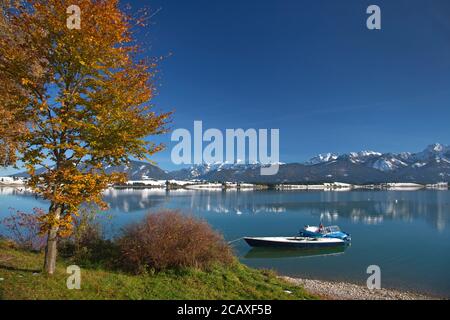 geography / travel, Germany, Bavaria, Rieden on the Forggensee, view across the Forggensee to the Amme, Additional-Rights-Clearance-Info-Not-Available Stock Photo