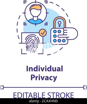 Individual privacy concept icon. Personal information protection idea thin line illustration. Fingerprint access. Face recognition. Vector isolated ou Stock Vector