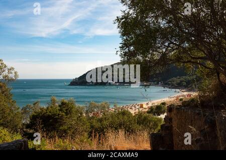 Portinho da Arrábida beach and port, in Setubal, Portugal. Stock Photo