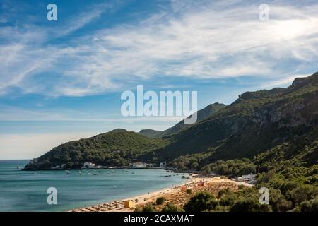 Portinho da Arrábida beach and port, in Setubal, Portugal. Stock Photo