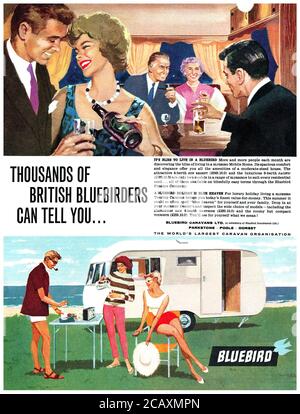 1960 British advertisement for Bluebird caravans Stock Photo - Alamy