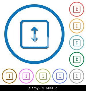 Adjust object height flat color vector icons with shadows in round outlines on white background Stock Vector