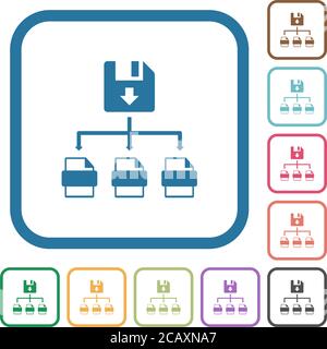 Save file as multiple format simple icons in color rounded square ...