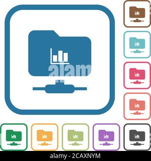 FTP statistics simple icons in color rounded square frames on white background Stock Vector
