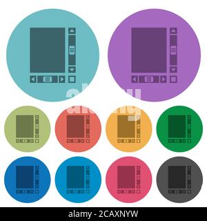 Blank document with scroll bars darker flat icons on color round background Stock Vector